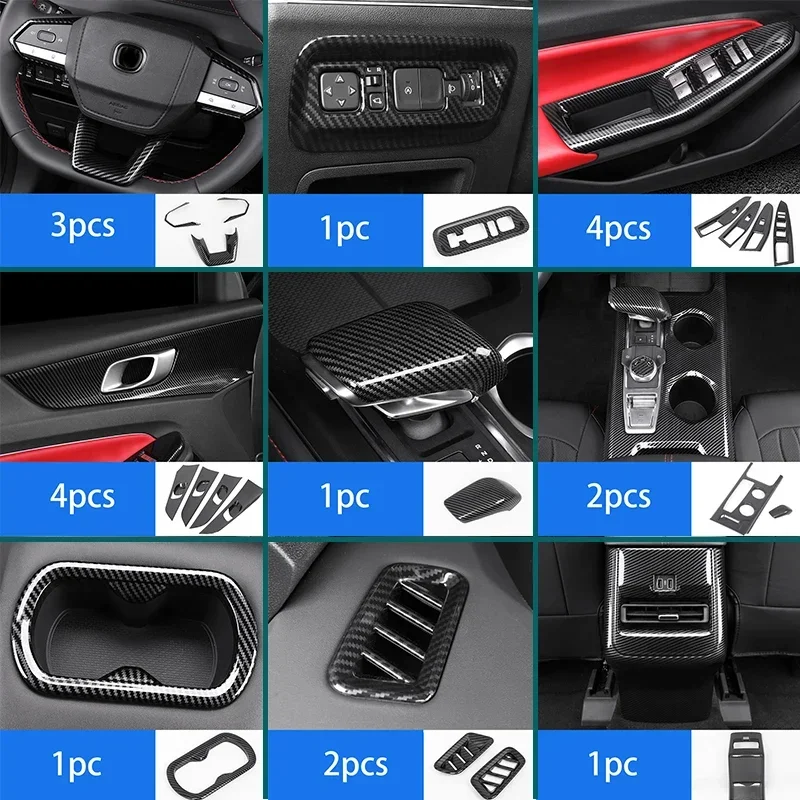 Carbon Pattern for Changan CS55 PLUS 2024 Gearshift Air Outlet Trim Window Regulator Switch Panel Cover Interior Cs55plus 2023