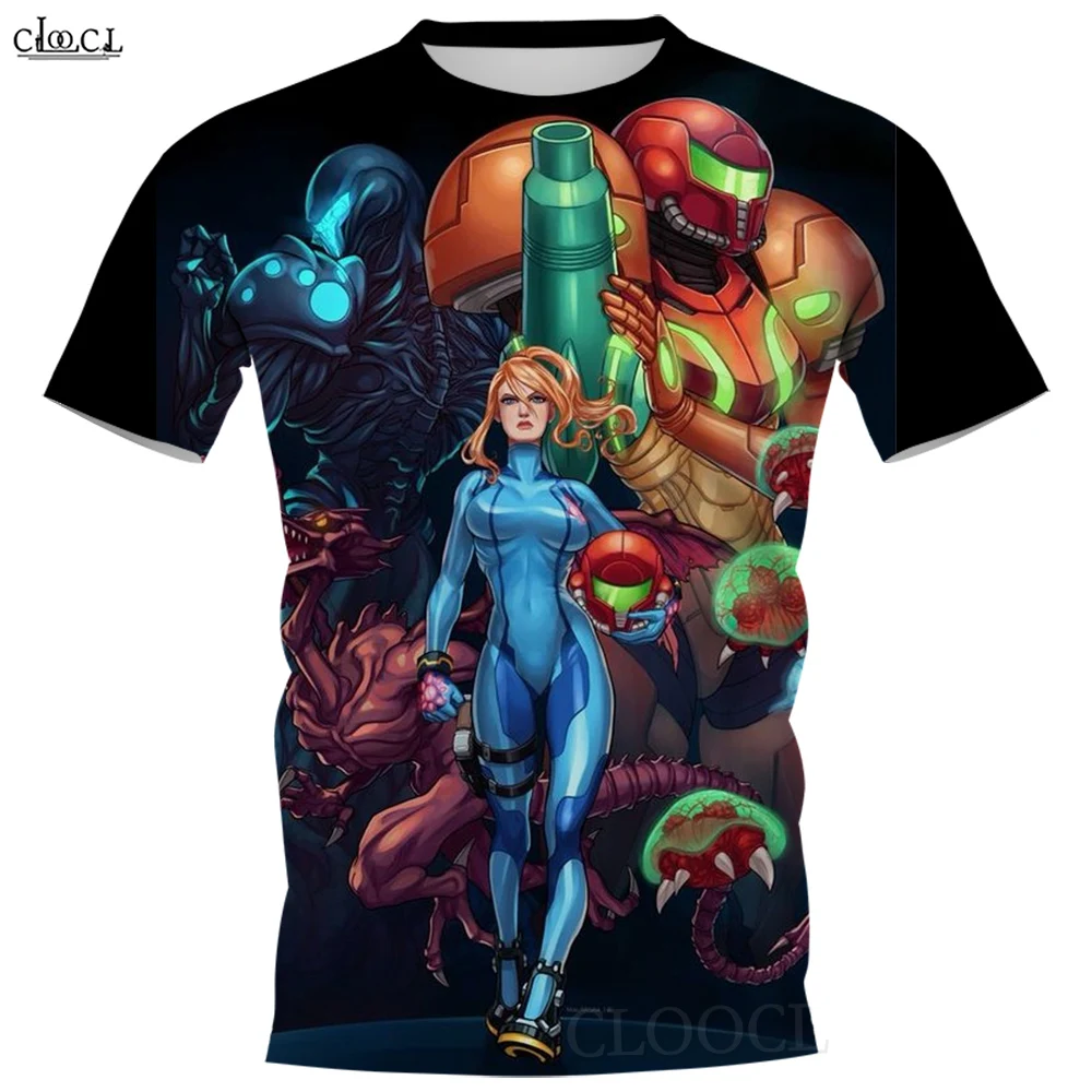 CLOOCL Men T-Shirt Game Metroid 3D Pattern Printed Women Tees Fashion Streetwear Short Sleeve Summer Casual Tops Asian Size