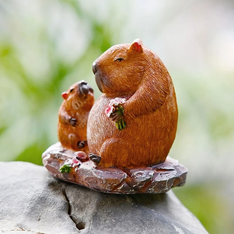 

Artistic Resins Capybara Figure Miniature Animal Sculpture for Gardem Display Y5GB