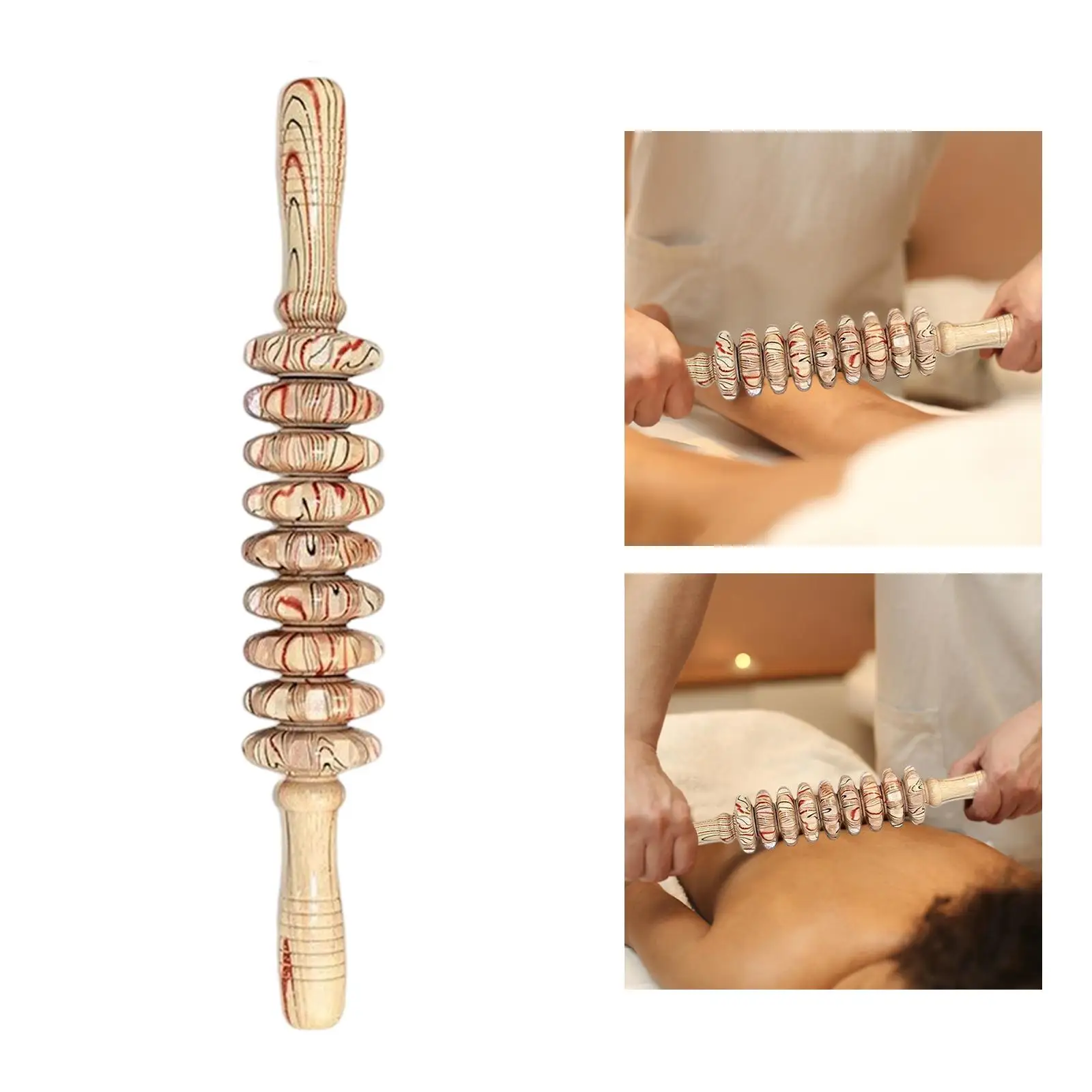 Wooden Massage Roller Portable Handheld Roller Massager for Leg Abdomen Body