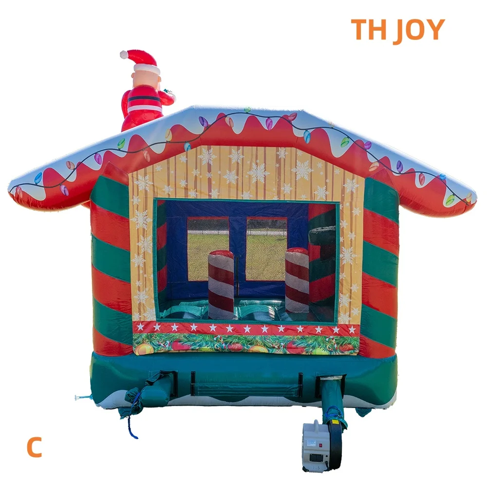 Maison de saut gonflable de noël, location commerciale, maison de rebond gonflable avec dessin animé du père noël
