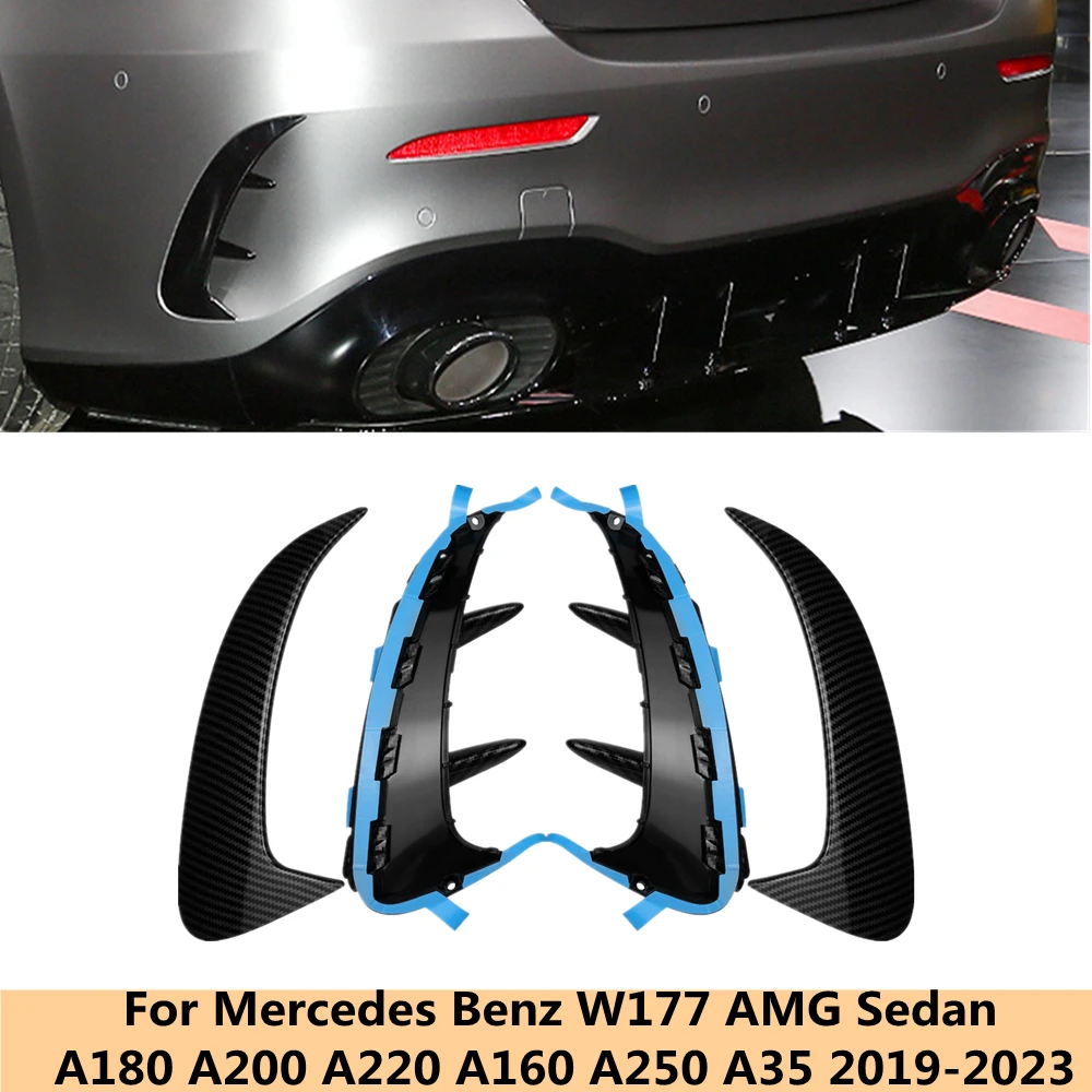 

For Mercedes A Class W177 Sedan A180 A200 A220 A250 A35 2019 2020 2021+Rear Bumper Side Fender Canard Spoiler Splitter Lip Trim