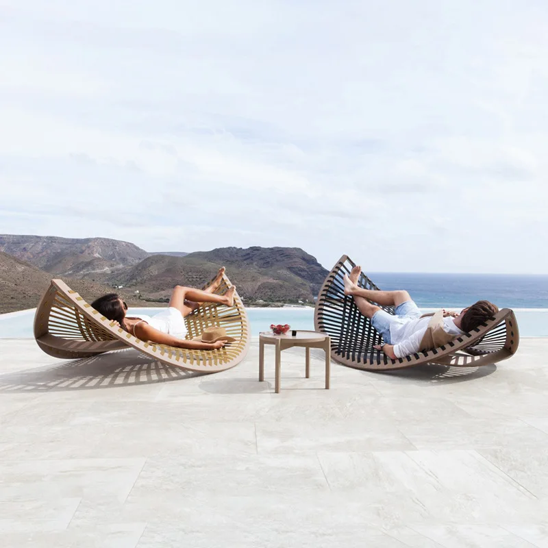 

Teak bed courtyard garden sofa chair creative open-air balcony leisure outdoor lying