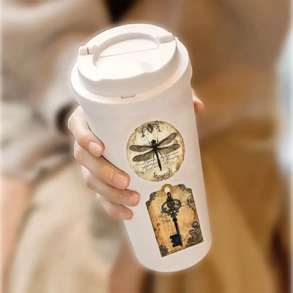 50 STKS Vintage Etiketten Vintage Items Minimalistische Stijl Stickers DIY Telefoon Gevallen Laptops Waterflessen Handrekeningen PET Stickers