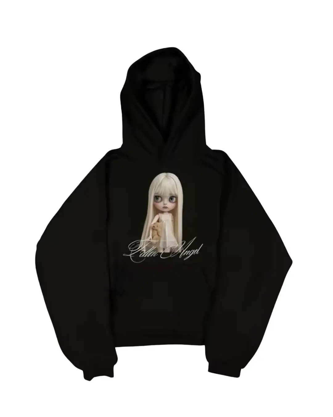 Y2K Gothic Hoodies 4 Models Doll Pattern Hoodie Sweatshirt Street Casual Pullover Mens Womens Gray Oversized Pullover Sweatshirt