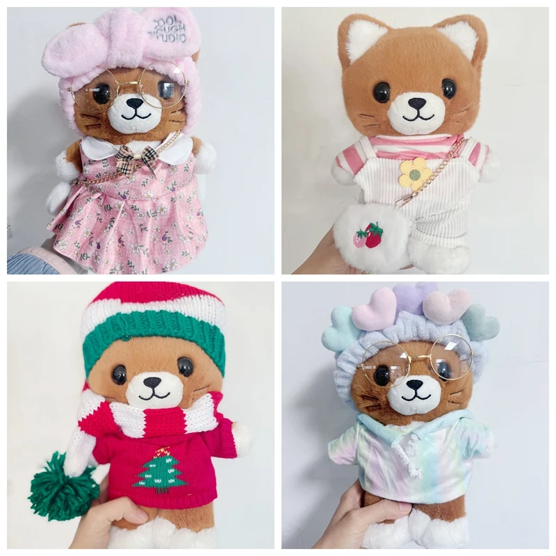 

26cm Cute Dressable Cat Plush Toy Soft Stuffed Kitten Doll with Removable Clothes & Glasses Perfect Gift for Kids Girls