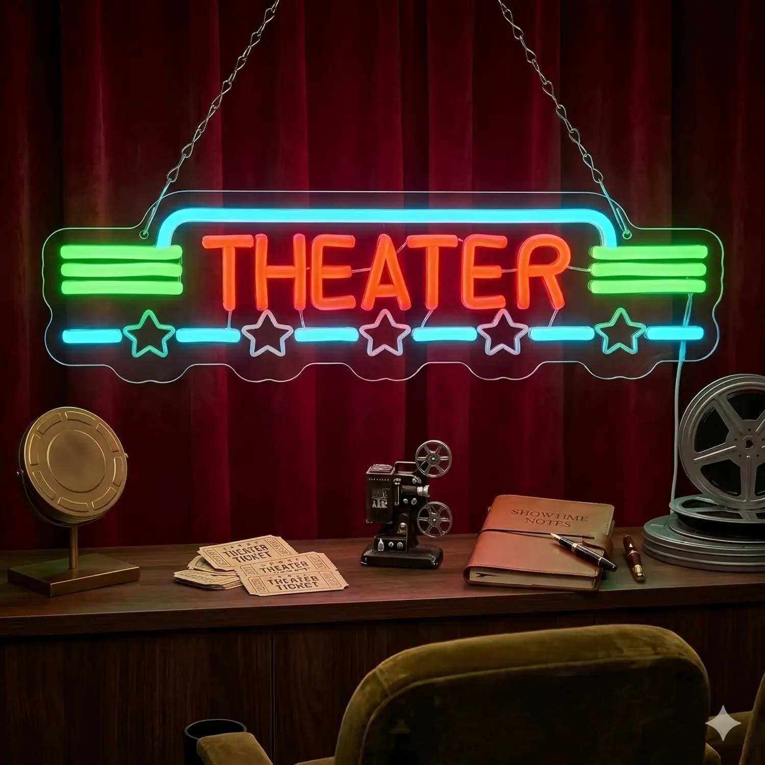 

Theater Neon Sign USB Dimmable LED Light for Home Theater Room Drama Studio Movie Night Stage Lovers Decor Gifts Wall Lights