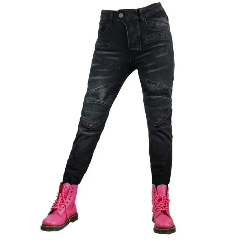 Jeans Slim Fit Wanita Celana Berkendara Sepeda Motor Celana Anti Jatuh Balap Off-Road Sepeda Motor Santai