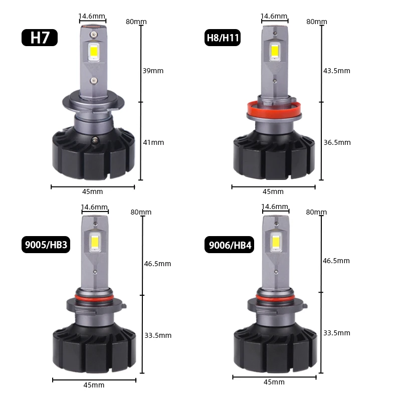 DAWNKNIGHT-자동차 안개등 전구, S6P 4300K H8 H11 H7 HB4 9006 HB3 9005 PTF 팬리스 Led 램프, 60W 자동 led 안개등 자동차 12V