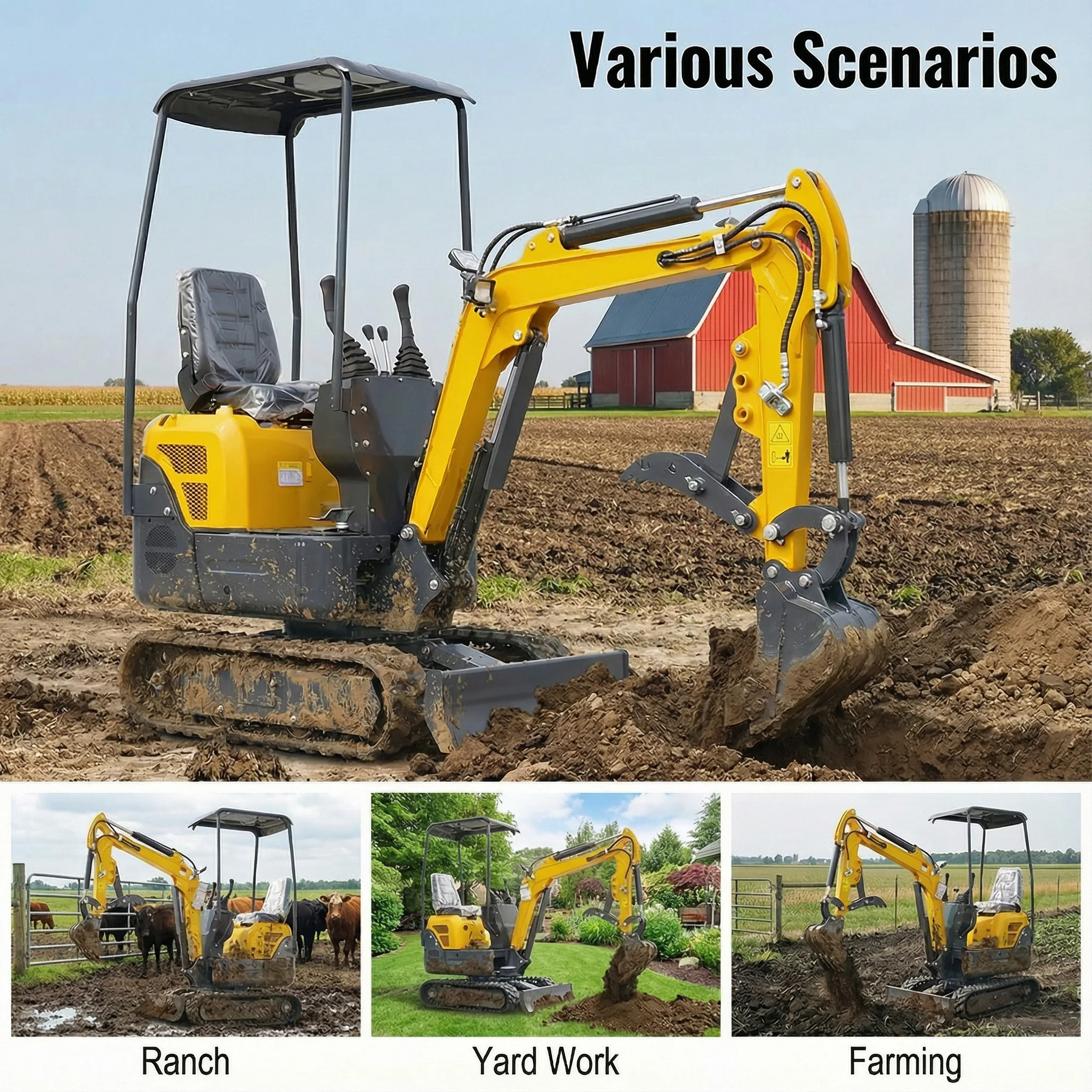 

Многофункциональный гусеничный мини-экскаватор подходит для гидравлического выбивателя/вращающейся дрели, идеально подходит для муниципальных, тепличных и трубопроводных работ.