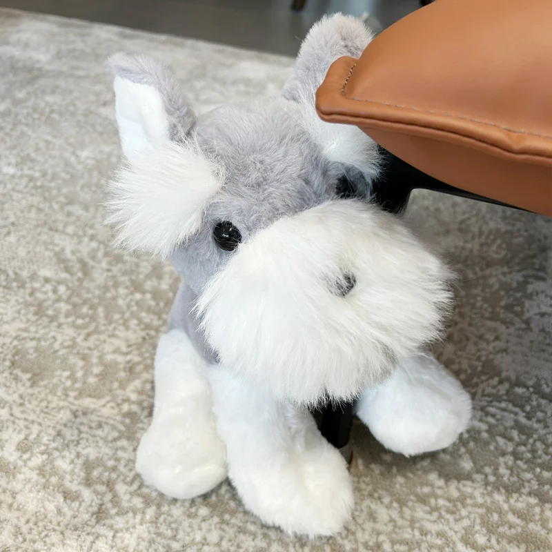 27/35cm Simulation RealLife Pets Schnauzer Plush Toys Stuffed Fluffy Animal Cute Puppy Baby Appsease Dog Doll for Kids Xmas Gift