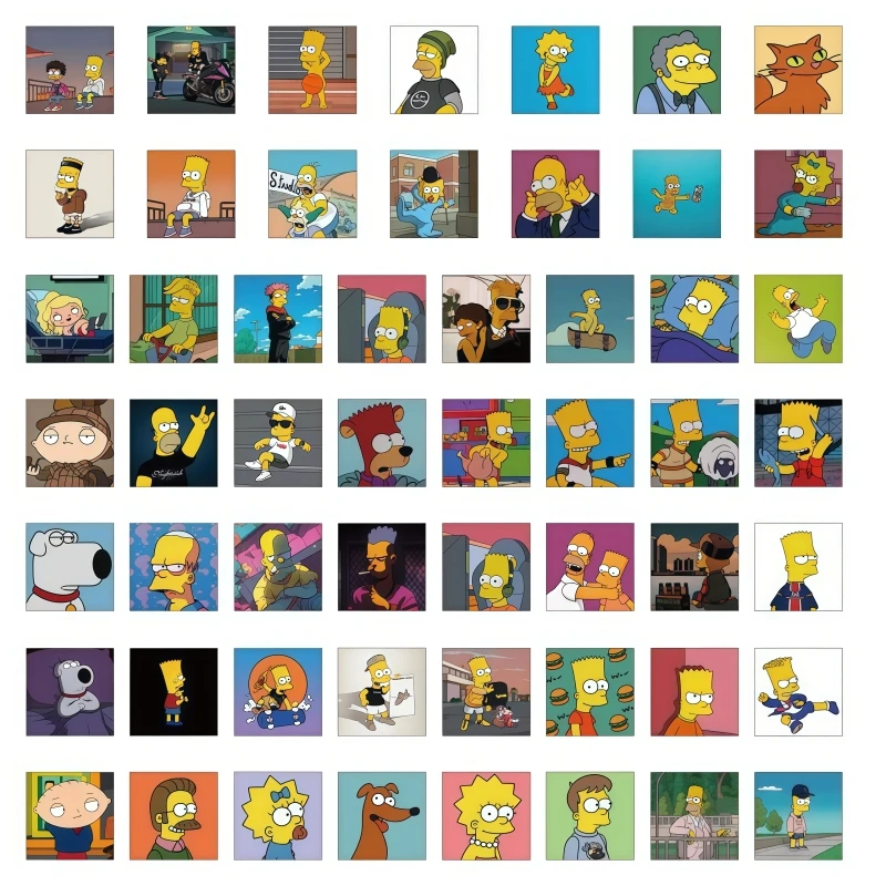 54 pegatinas de Los Simpson, artículos de anime de dibujos animados, pegatinas decorativas divertidas para cuadernos, teléfonos móviles, pegatinas de graffiti DIY