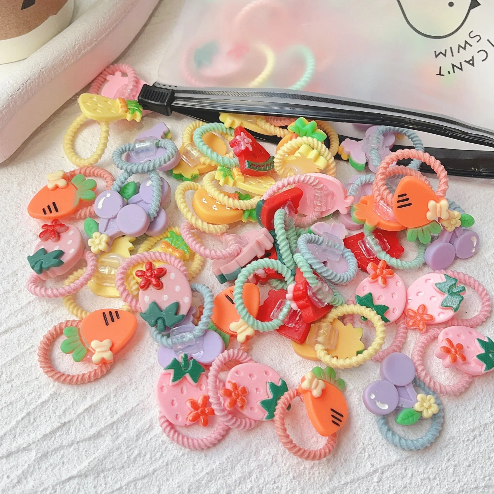 10 unids/set lindo diademas con lazo niñas bandas elásticas para el cabello accesorios para el cabello para niños lazos de dibujos animados adornos