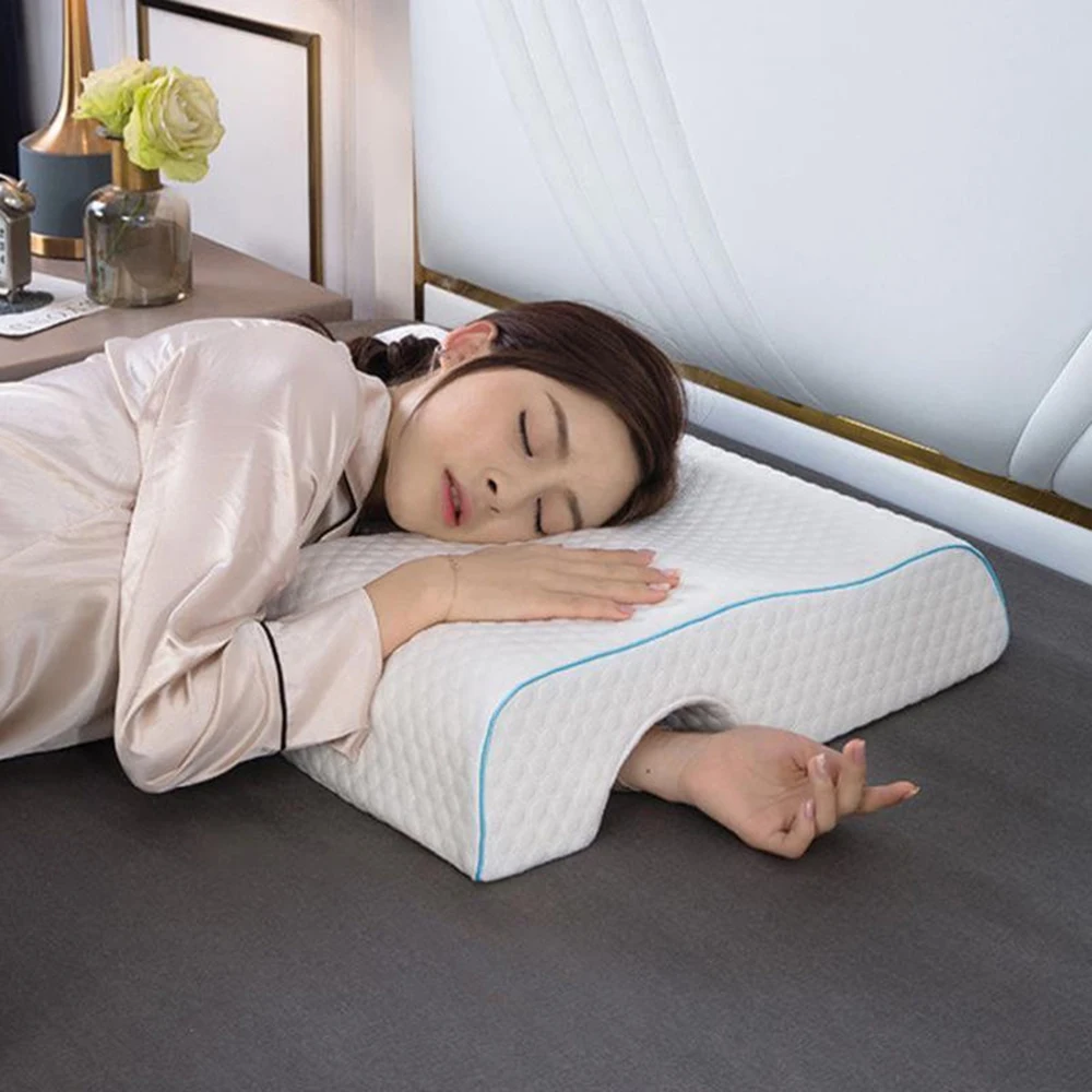 Couples Latex Arched Pillow with Arm Rest Memory Foam Neck Pain Relief Sleeping Cuddle Cervical Anti Hand Pressure Cushion 2023