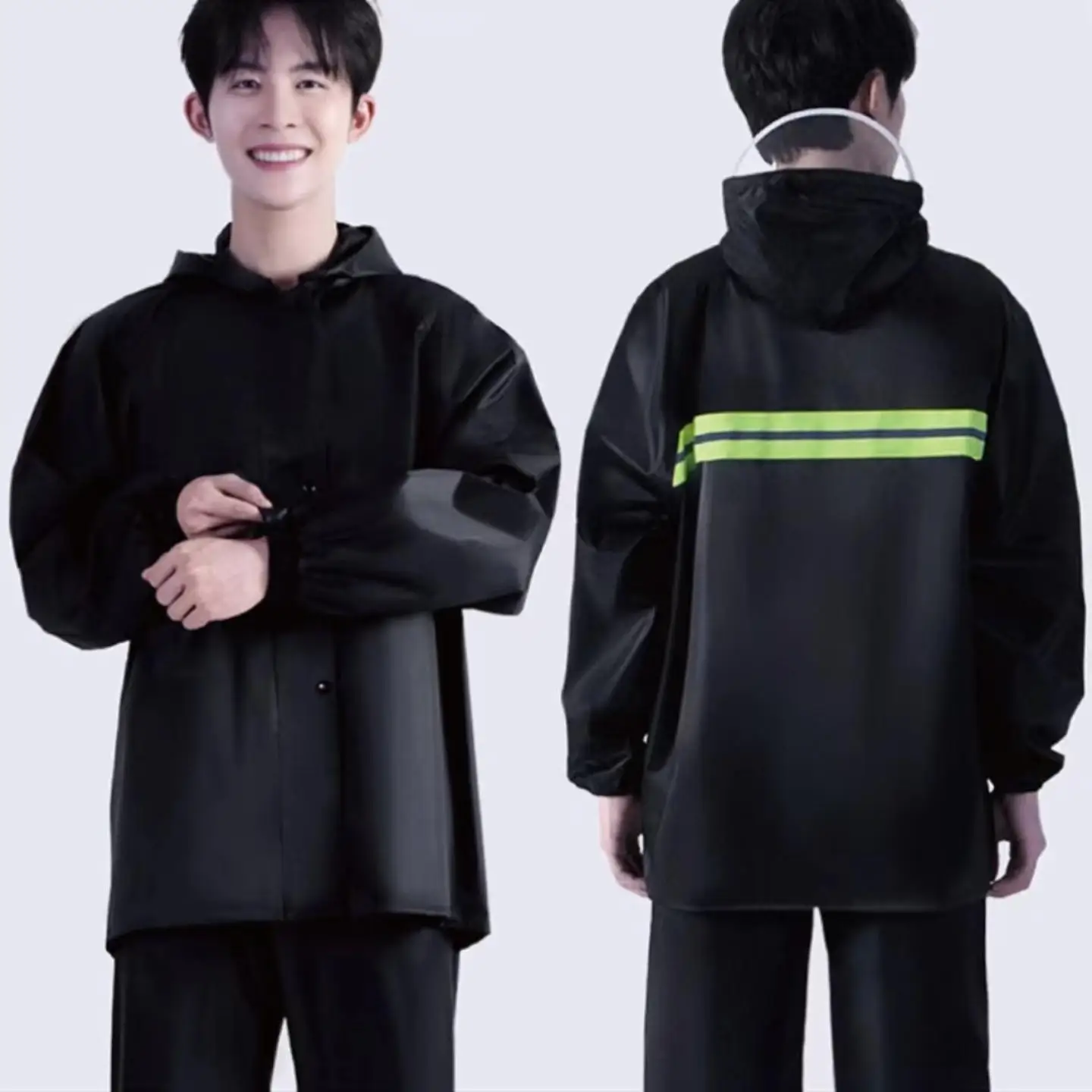 Men's Two-Piece Raincoat And Rain Pants Set for Delivery Riders Adult Outdoor Wearable Separate Stormproof Double Layer