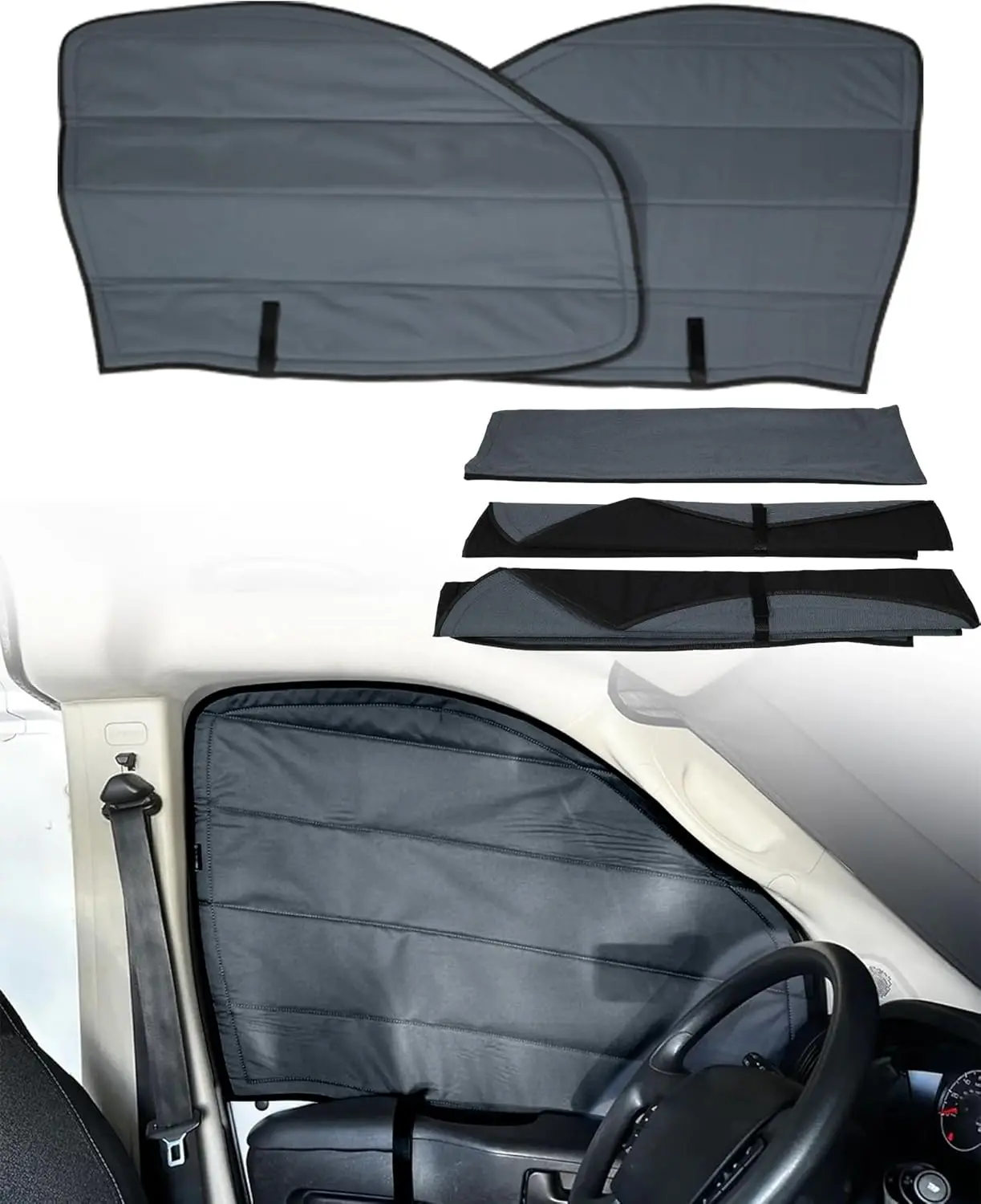 

Insulated Blackout Window Covers Fit for RAM Promaster 1500 2500 3500 2014-2025, Magnetic Front Door Side Window Shades - Gray