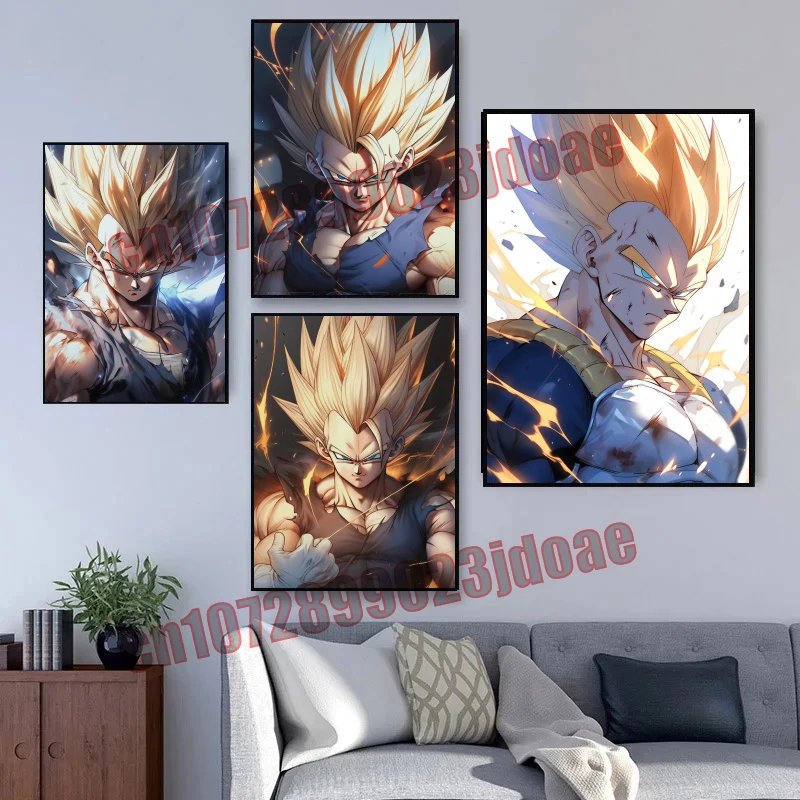 

Anime Dragon Ball Goku Vegeta Super Saiyan Photography Studio Party Background Wall HD Frameless Canvas Painting Art Poster Gift