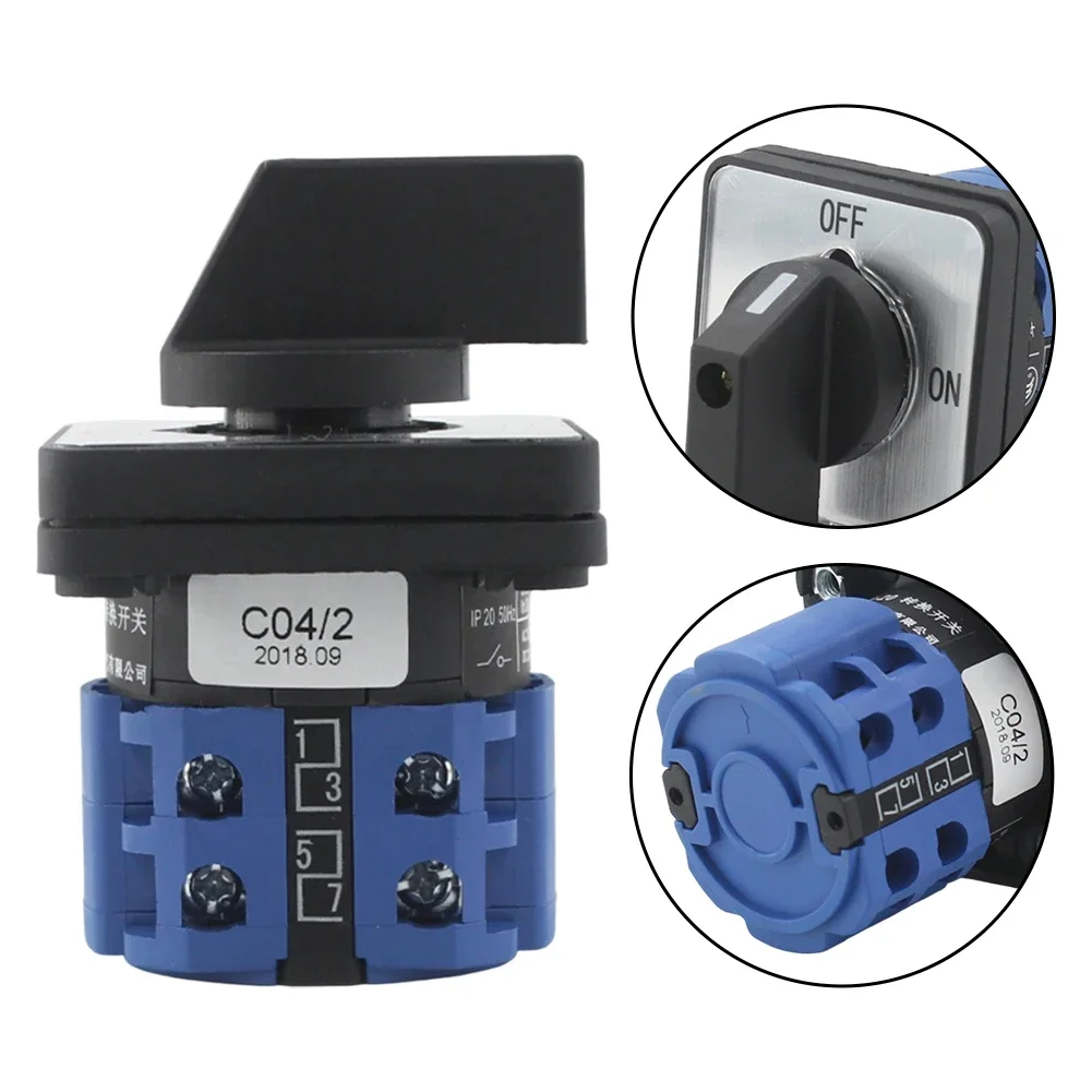 

2 Position 4 Terminal Rotary Cam Changeover Switch 660V 20A For LW26-20 Motor Control Circuit Selector For Test Measurement Tool