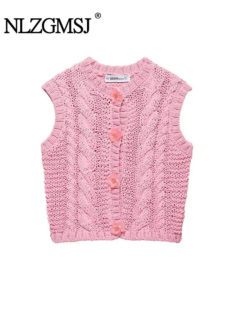 

2025 Spring Women's Short Sweater Tops Elegant Knitted Tank Vest Tops Fashion Casual Y2k Floral Knitwear Cardigans