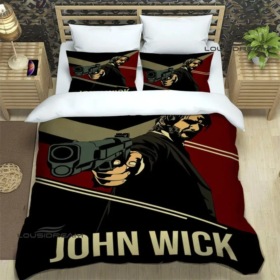 3D Print John Wick Duvet Cover Bed Set Movie John Wick printed Bedding Sets Quilt Cover Pillowcase Comforter king Queen Size