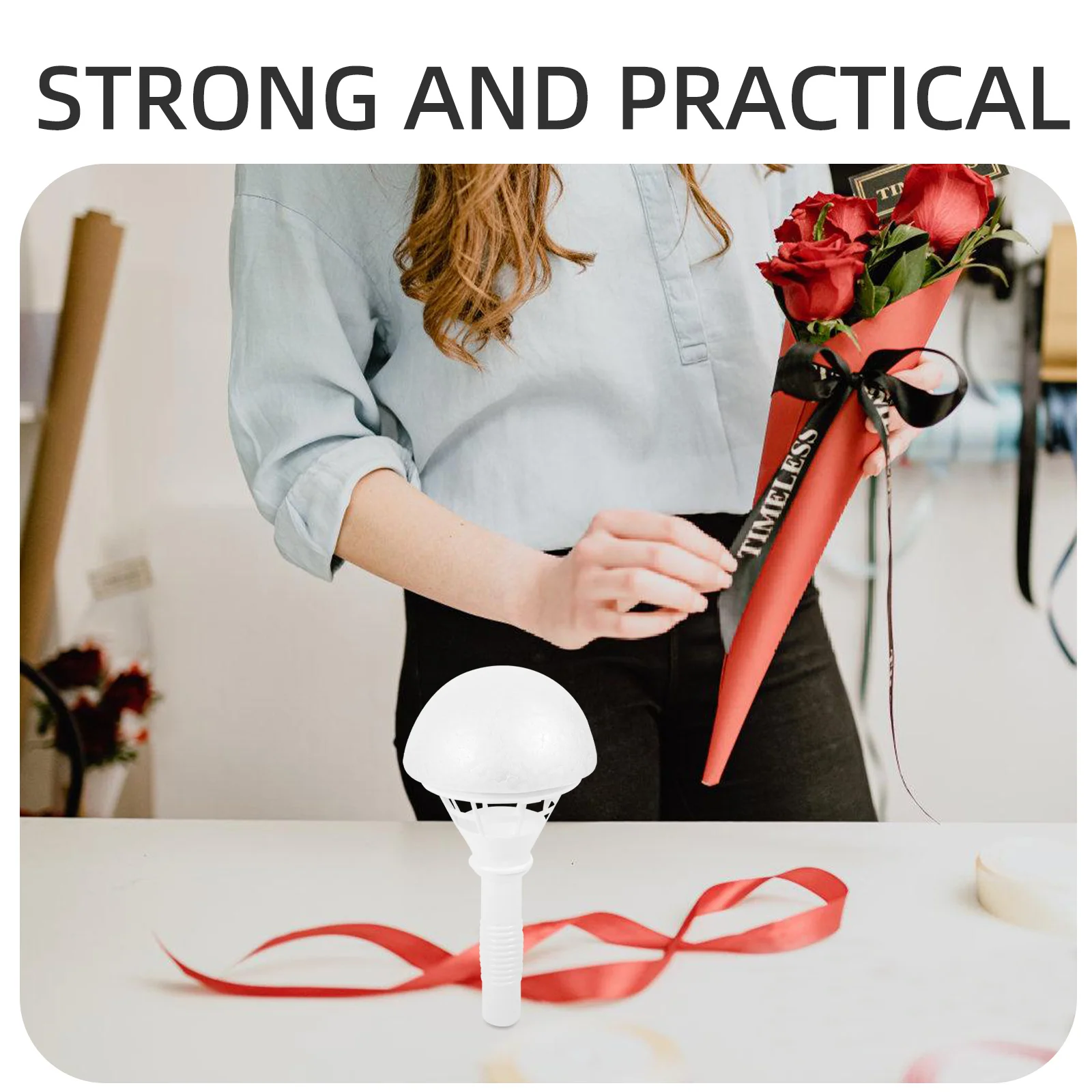 2Sets Foam Half Sphere Flower Bouquet Holders Bridal Handles Wedding Bouquet Holders Bride Supplies Floral Handle