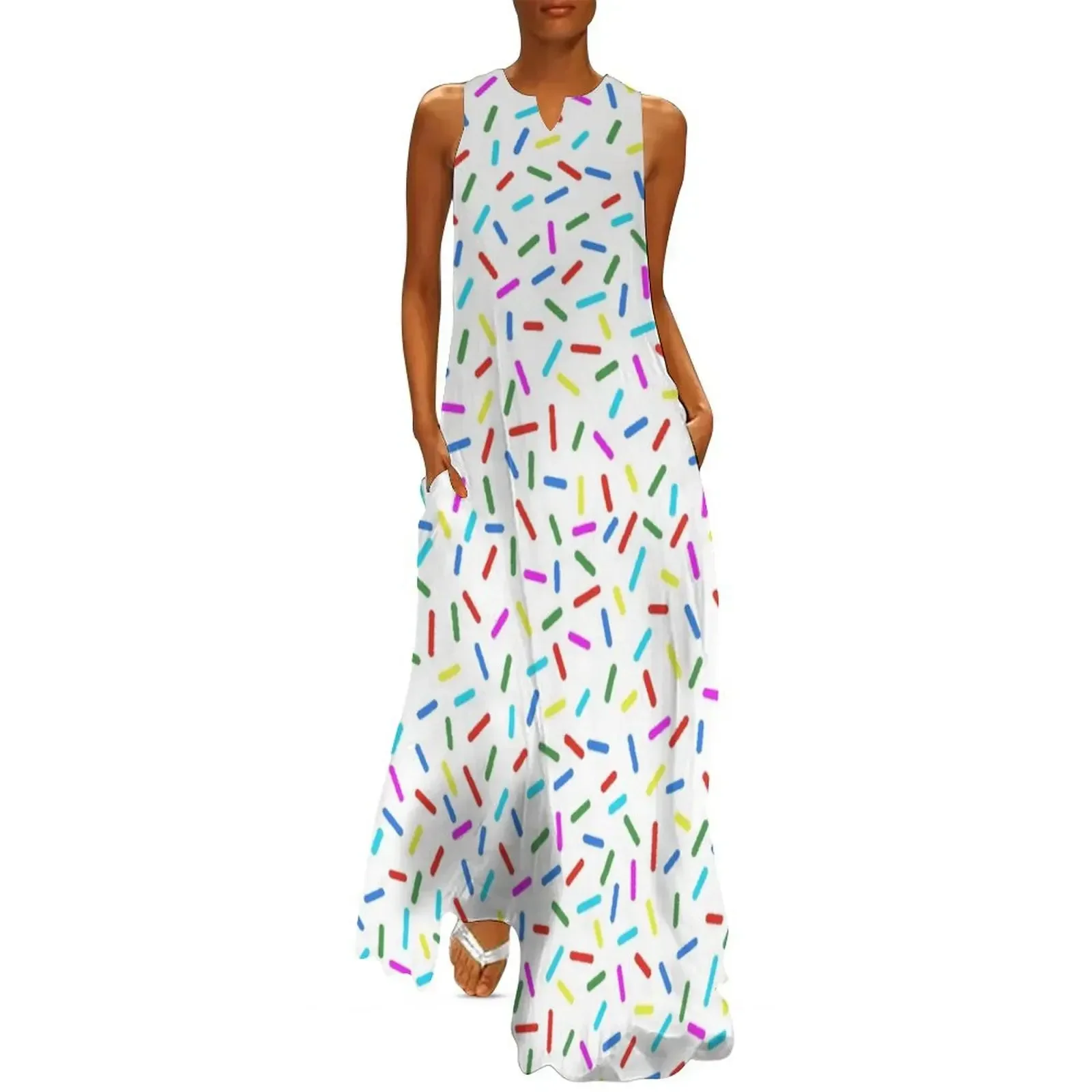 

Bright Colorful Rainbow Sprinkles Long Dress Evening dresses dresses for woman 2025 Women's summer dresses Dress