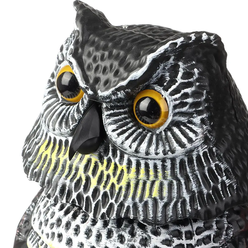 Realistic Birds Repellent Nighthawk Sculpture Pest Control Fake Owl Decoy With Rotating Head Outdoor Bird Deterrent