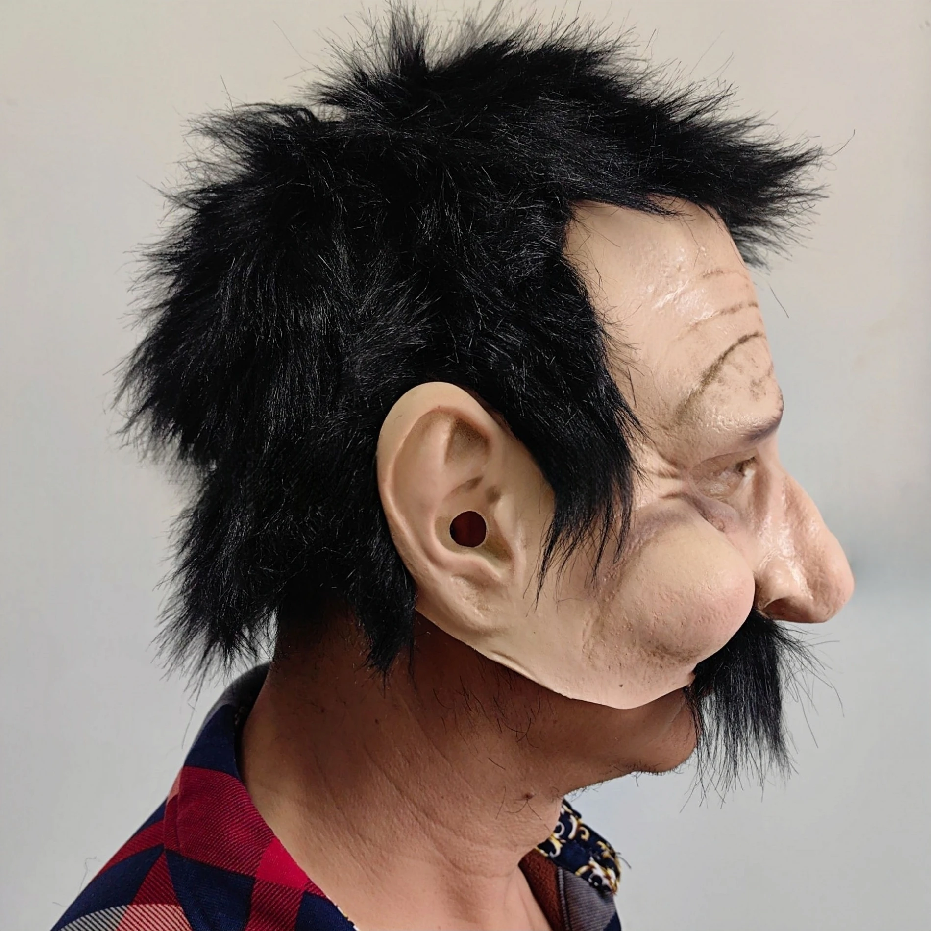 رجل عجوز واقعي نصف وجه قناع اللاتكس هالوين تأثيري مضحك الجد الكمامة الدعامة الأدوار زي للرجال #6