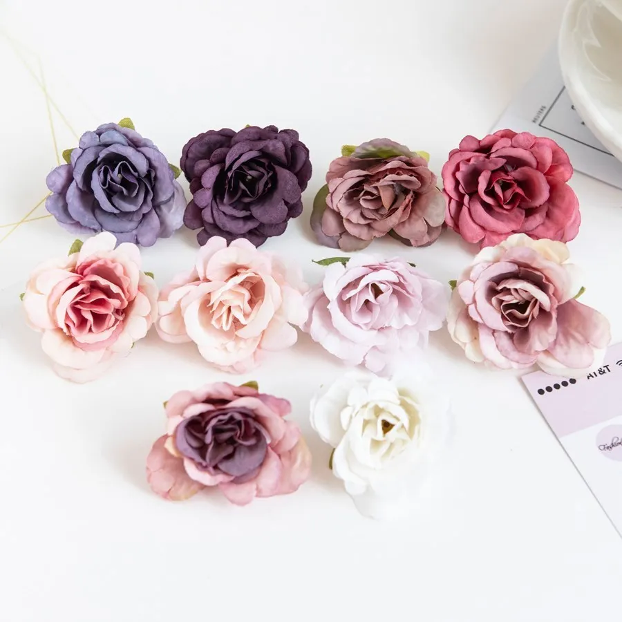100 Stücke künstlicher Blumen für Heim- und Gartendekoration, Blumengirlanden, Kunsthandwerk, Seidenrosen, Hochzeits- und Brautaccessoires – Detail 5