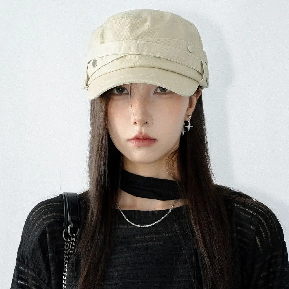 Persönlichkeitsvolle Baumwoll-Nietenmütze im Y2k-Koreanischen Stil, Reiterhut, Spice Girls Mode-Baskenmütze, Streetwear – Detail 3