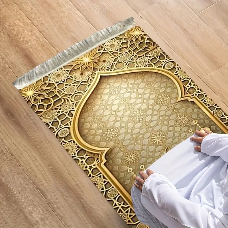 VIKAMA Light Luxury Gilded Geometric Mosque Arch Worship Carpet Wear resistant Portable Home Worship Mosque Pilgrimage
