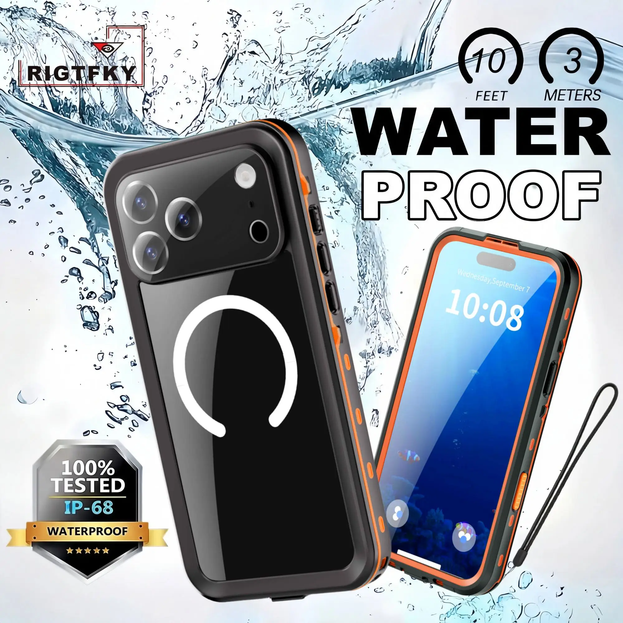 

360° Full Protection Snorkeling IP68 Waterproof Case For Iphone 17 Pro Max 17 Air Magsafe Shell Outdoor Dustproof,Swimming Cover