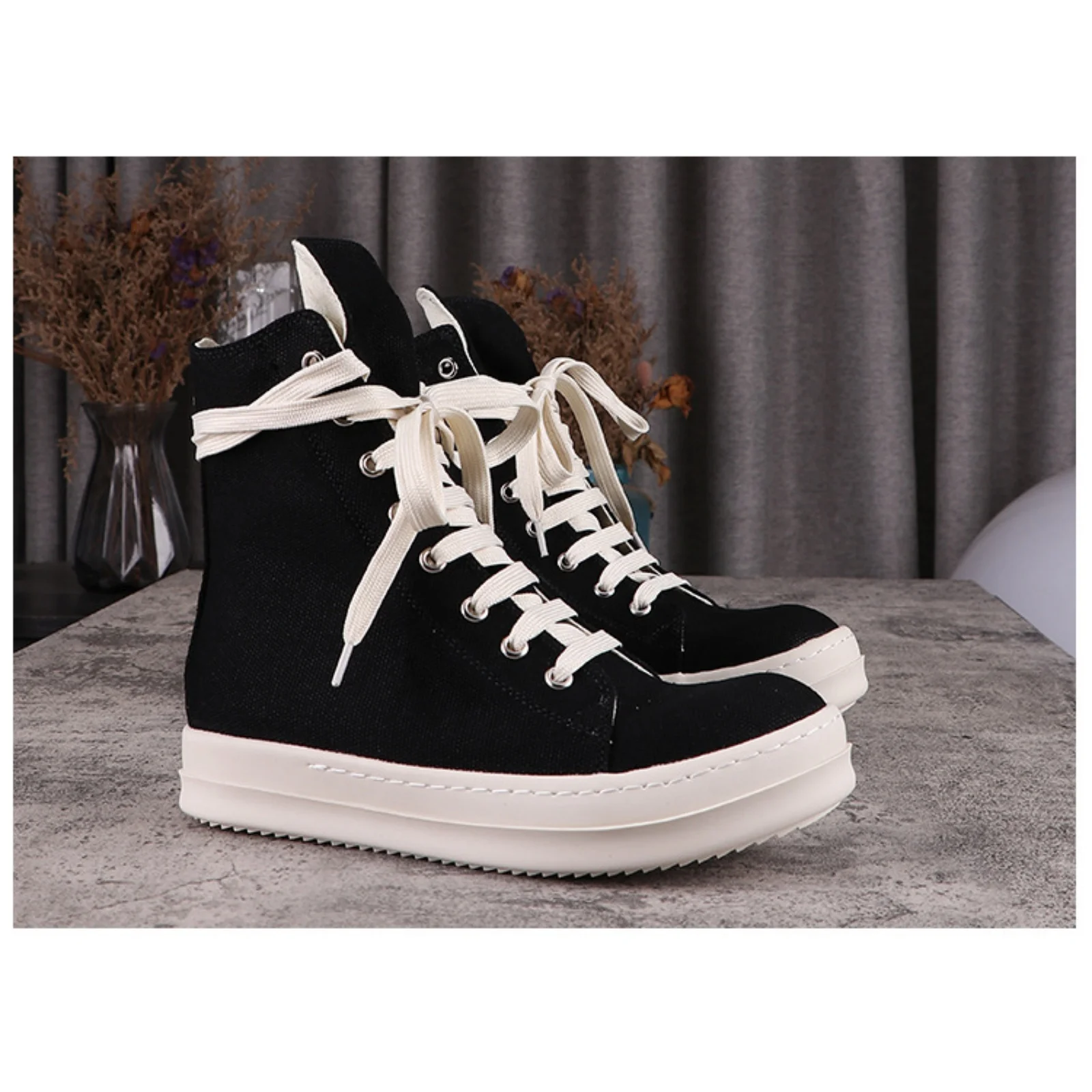 High top Quality Men and Women Casual Sneakers 35-48 Fashion Designer Canvas shoes Punk Goth Zipper RO Trendy Tennis shoes