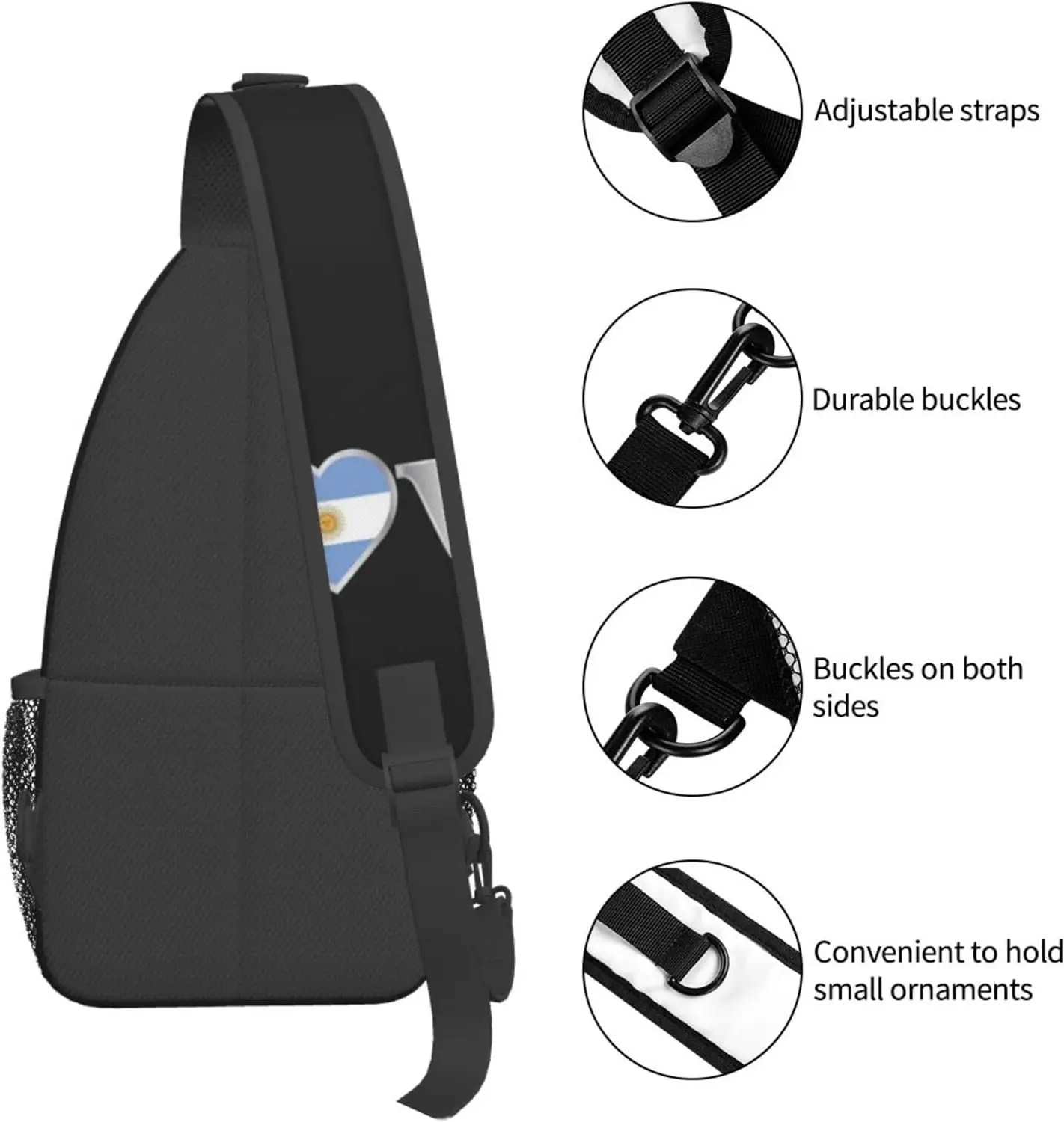 الأرجنتين الرافعة حقيبة الأرجنتين العلم Crossbody الصدر Daypack حقيبة ظهر عادية الأرجنتيني حقيبة الكتف حجم واحد Kawaii ظهره