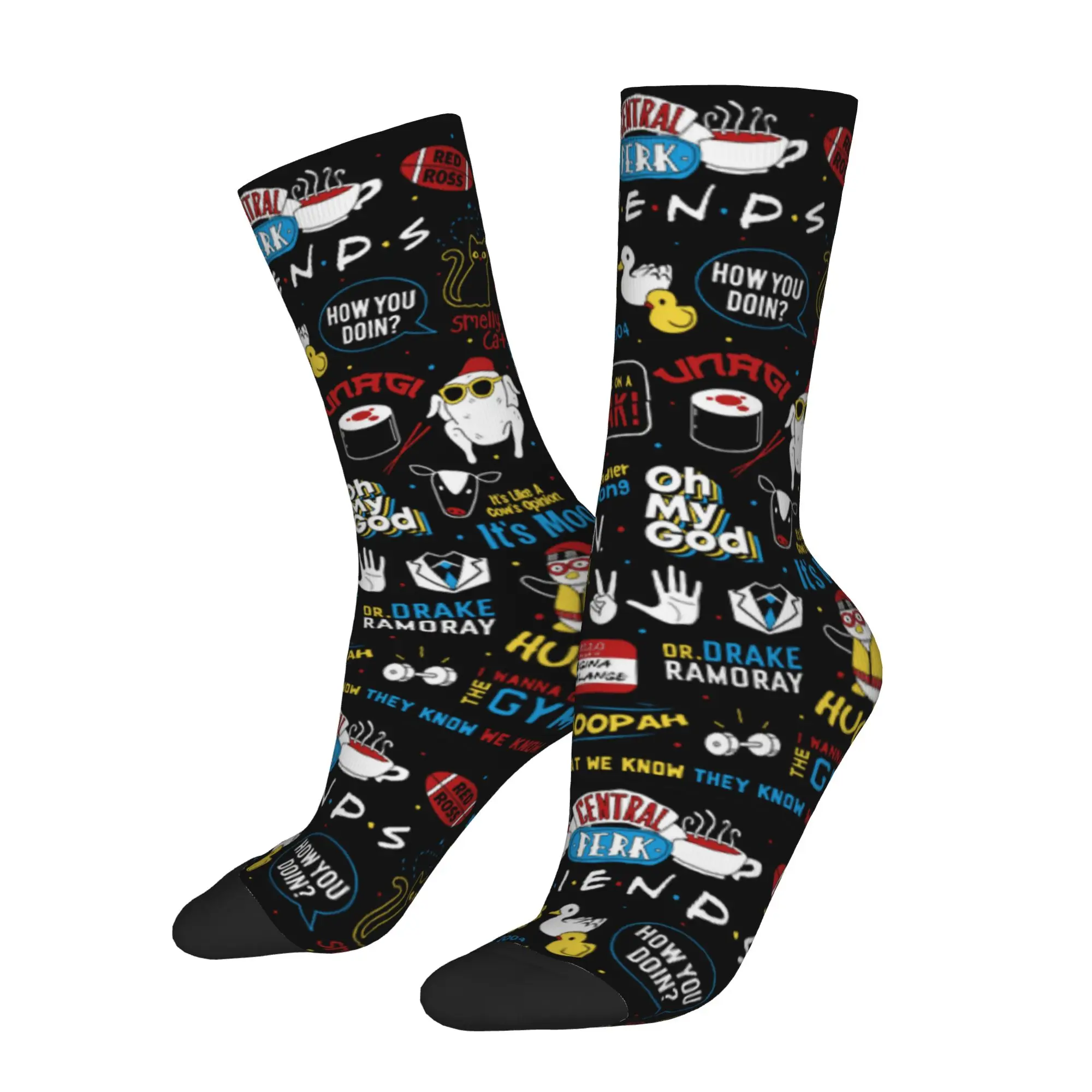 Autumn Winter Funny Women Men Friends Reunion TV Shows Socks Monica Ross Rachel Joey Phoebe Sweat Absorbing Sports Socks