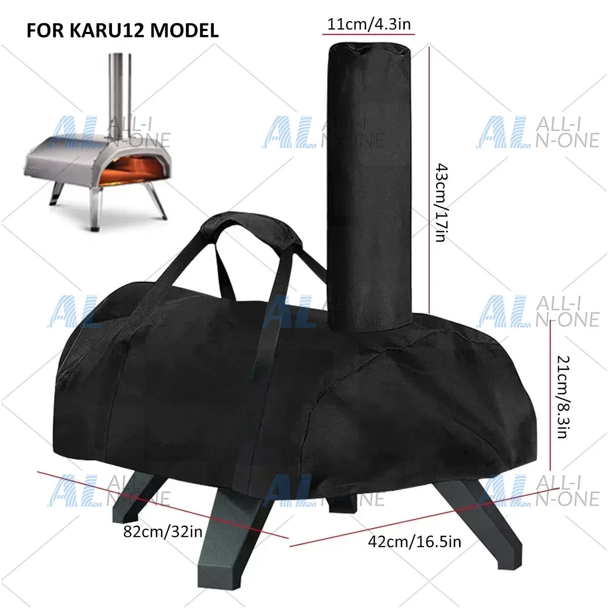 12/16 Portable 420D Waterproof Pizza Oven Cover Heavy Duty Fabric