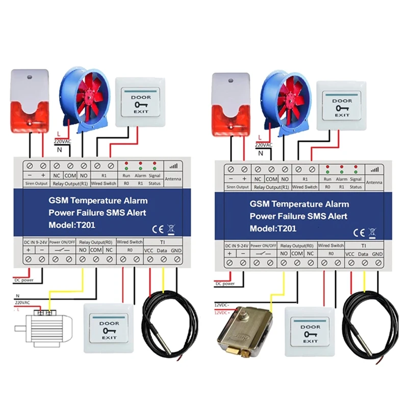 GSM 4G Remote Monitoring Relay Switch Access Controller T201 GSM Temperature Alarm 200 Authorized Phone Numbers