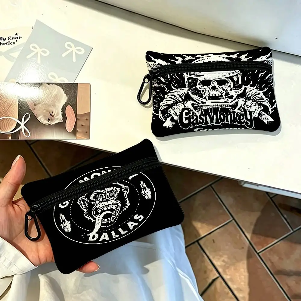 G-Gas-MonkeyS Garage Oxford Cloth Zipper Wallet Multifunctional Hanging Coin Bag For Credit Cards Keys Coins Earbuds