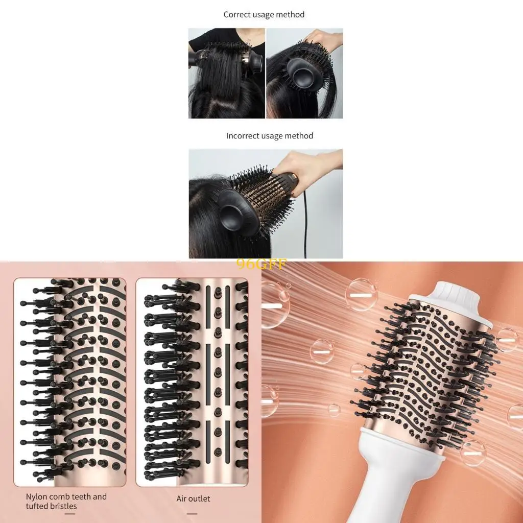 

96GF Щетка для сушки волос 2 в 1 для увеличения объема Щетка для сушки феном Профессиональный фен