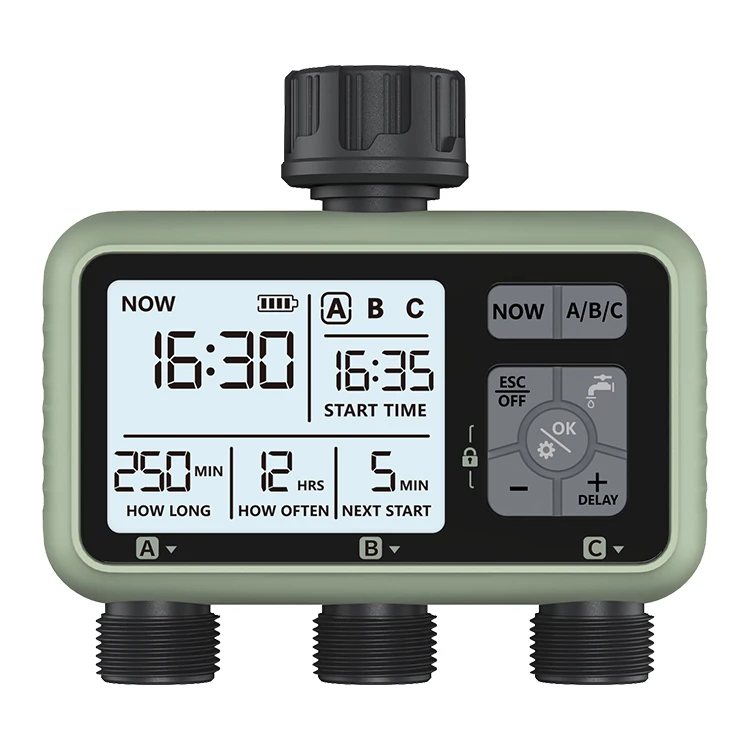 

New Design Outdoor Yard Electronic Automatic Three Zone Water Timer Garden Watering Irrigation System HCT-378