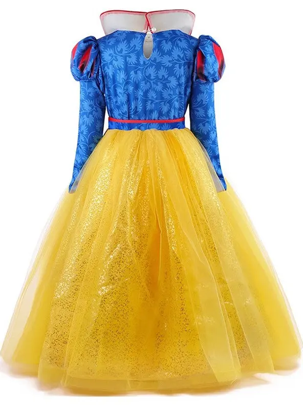 Princ Snow White Girls Cosplay Dr loween منتفخ تنورة أداء زي الأطفال الكرة ثوب ألياف البوليستر
