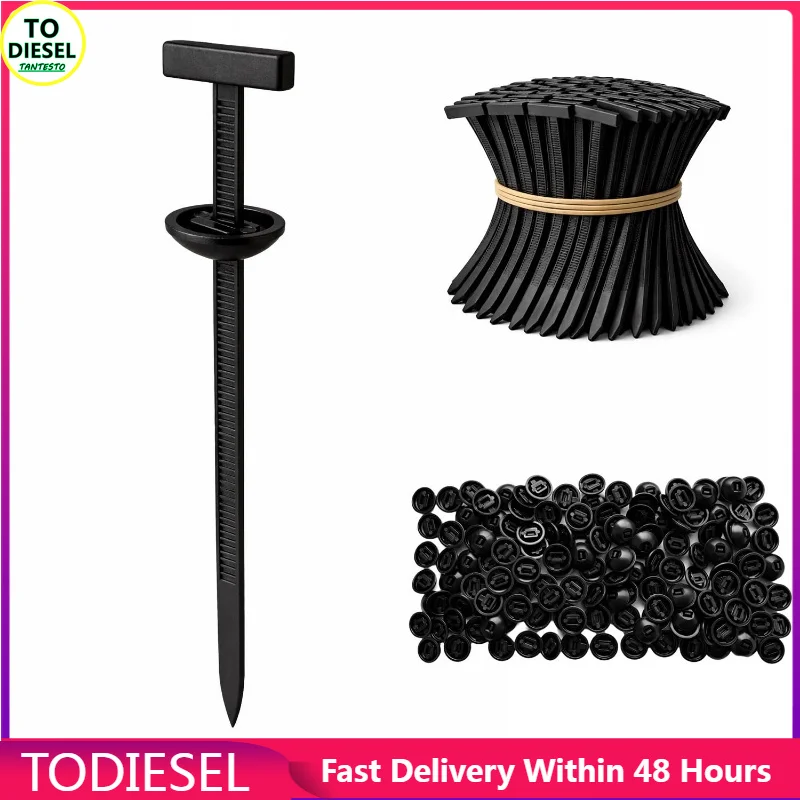 50Pack Nylon Universal Cable Tie Buckle, T Style Zip Ties Button Fixion Tools, Automotive Plastic Rivet Push Pin