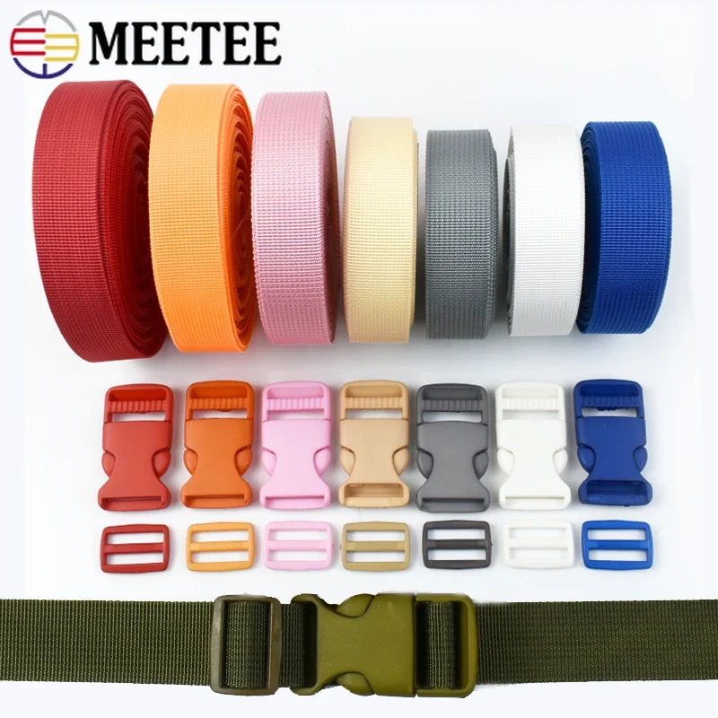 

5/10Sets 20/25mm Nylon Webbing Tape Plastic Release Buckle Tri Glide Slider Clasp for Bag Strap Seat Belts Buckles DIY Accessory