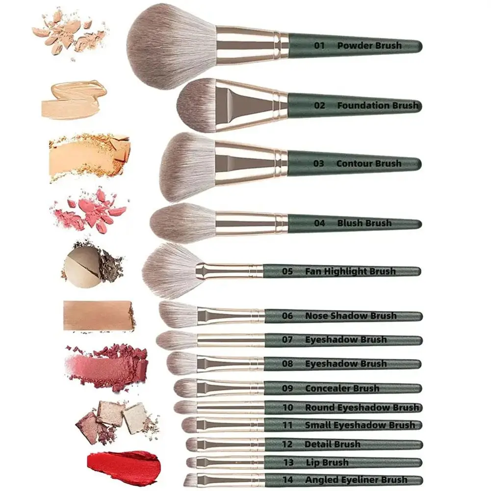 14 Pcs Professional Makeup Brush Set Soft Detail Blush Highlighter Foundation Concealer Eyeshadow Brush Women Beauty Tool