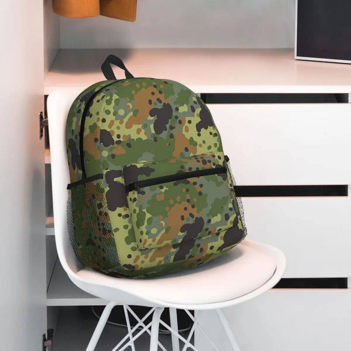 Splintertarn German WW2 Camouflage Army Military Camo Backpack Daypack Large Capacity Boys Girls BookBag School Bag Shoulder