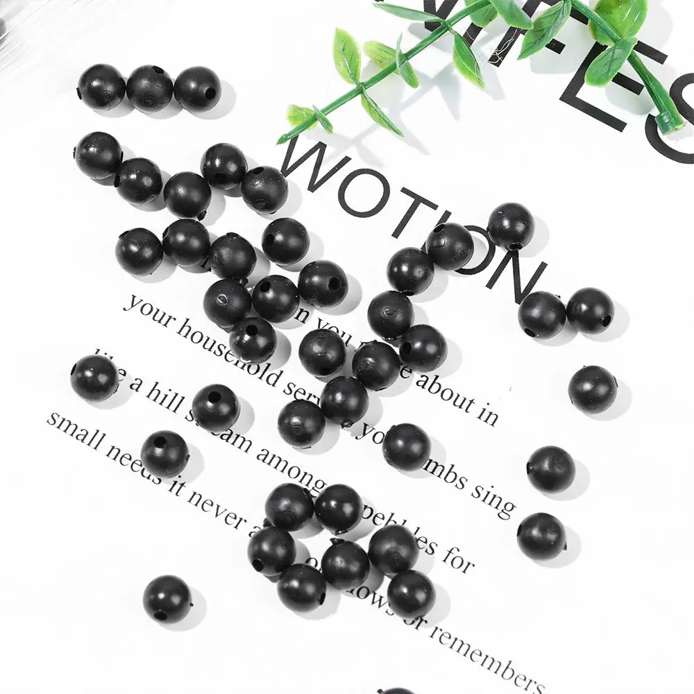 100 sztuk/partia koraliki wędkarskie przestrzeń korek czarny 3mm-10mm okrągłe miękkie i twarde fasola przynęty przynęty Hook Rig akcesoria