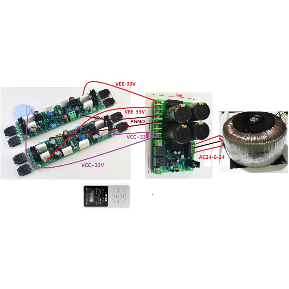 Mono klasy AB L12-2 płyta wzmacniacza zasilania zmontowane 120W + - 55V niewielkie zniekształcenia przez LJM