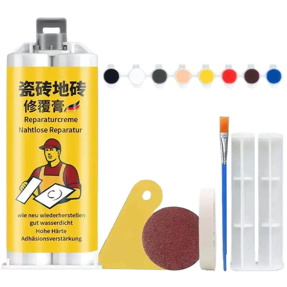 Fliesenreparatur-Creme-Set Porzellan-Keramik-Bodenfliesen-Reparaturpaste Mehrfarbiger Klebstoff für Rissige Fliesen/Marmor/Badewanne/Spüle