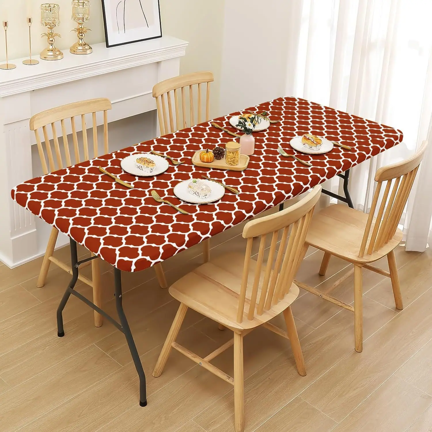 1pc Waterproof Tablecloth Heat-Resistant Rectangle PVC Table Cloth For Wedding Kitchen Dining Desk Moroccan Table Coat Cover
