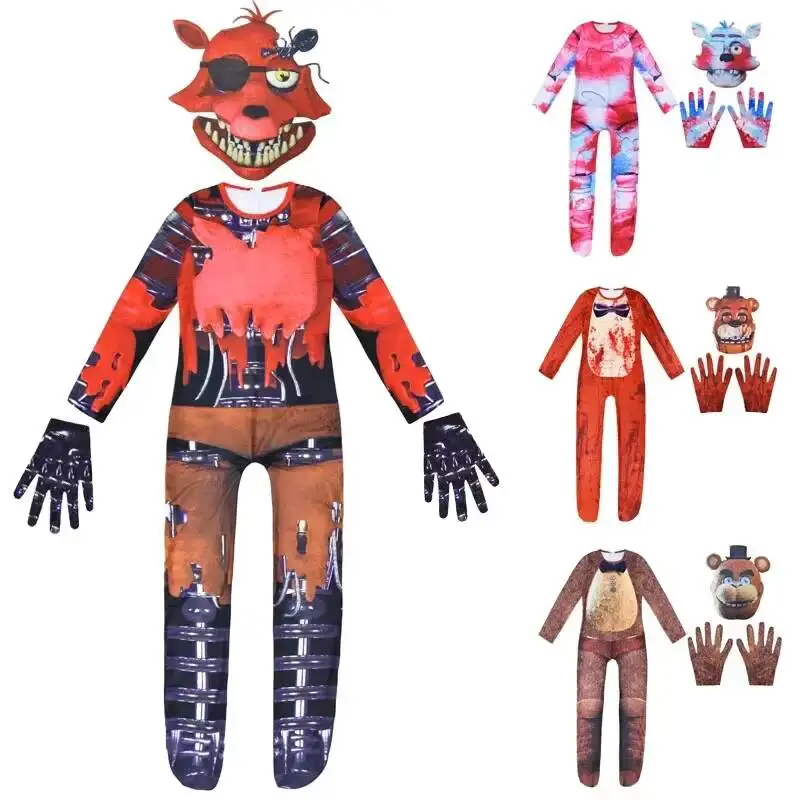 

Ужасный костюм на Хэллоуин для детей: комбинезон Фредди из Five Nights at Freddy's, косплей, аниме-костюм Бонни из FNAF, рождественский подарок для ребенка